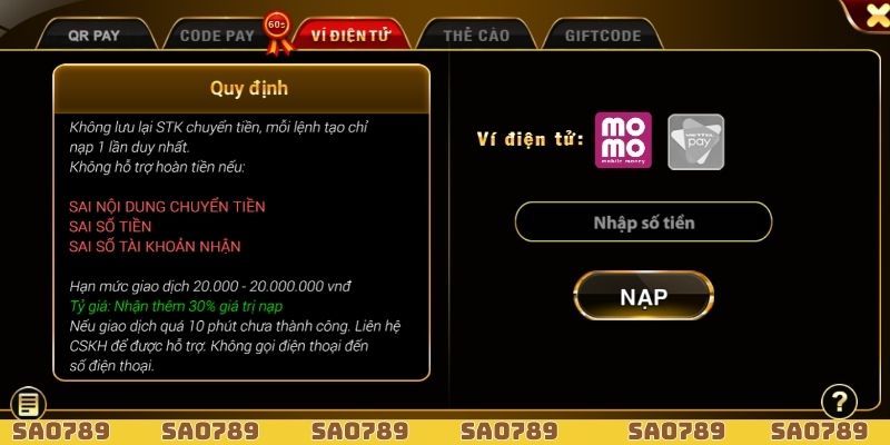 Tìm hiểu về giao dịch nạp rút Sao789